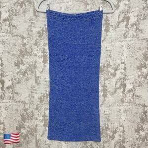 Alice + Olivia 100% Merino Wool Solange Knit Pencil Midi Skirt in Blue Marl